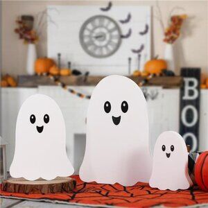 Halloween Decor-Halloween Decorations Indoor-3pcs Wooden Ghost Sign-Cute Ghost